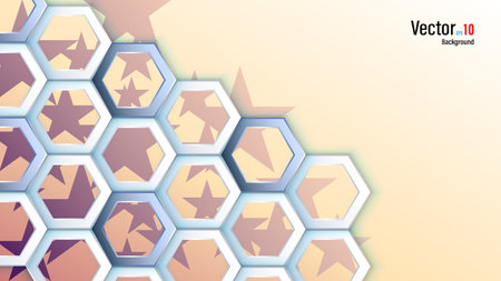 3d white paper or plastic hexagons on stars backgroundのイラスト素材