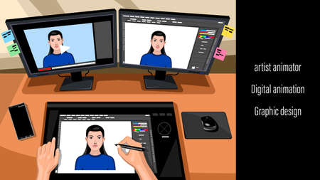 Animator designer in creative process art projectのイラスト素材