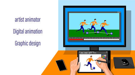 Animator Designer in Creative Process Art Projectのイラスト素材