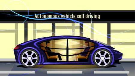 Autonomous Vehicle Self Driving, Driverless Smart Carのイラスト素材