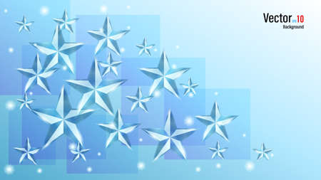 3d glass or ice shiny stars on background.のイラスト素材