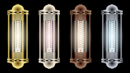 Set flashlights from different metals steampunk style.のイラスト素材