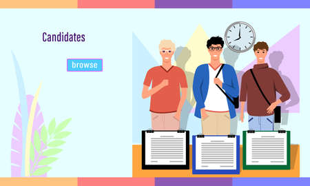Recruitment agency. Open vacancies, detailed complex flat style.のイラスト素材