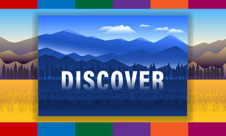 Inscription Discover on against nature landscape vectorのイラスト素材