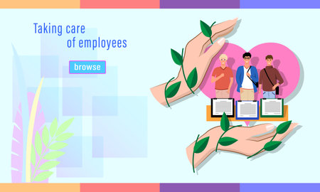 Recruitment agency. Open vacancies, detailed complex flat style.のイラスト素材