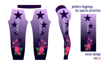flower composition pattern and pointed stars leggings for sports activitiesのイラスト素材
