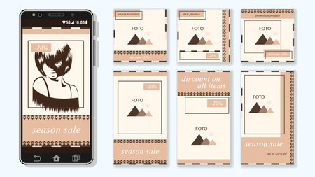 Trendy editable Stories template. Design social media.のイラスト素材