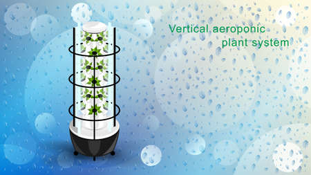 Vertical aeroponics plant system realistic detailed vector.のイラスト素材