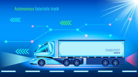 Futuristic autonomous smart futuristic truck Unmanned vehicleのイラスト素材