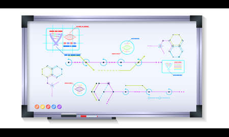 Scientific infographics on magnetic board with metal frameのイラスト素材