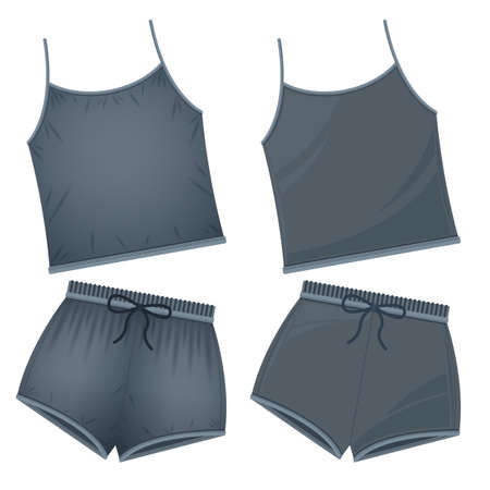set women sport clothes mockup vector illustrationのイラスト素材