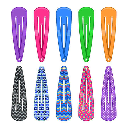 set colors snap barrettes isolated vector illustrationのイラスト素材