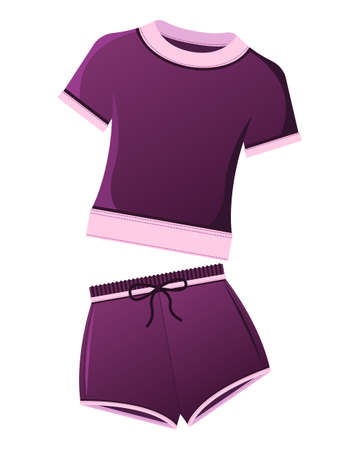 sport women shirt shorts mockup cartoon isolatedのイラスト素材