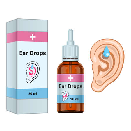 Ear Drops product package bottle realistic isolatedのイラスト素材