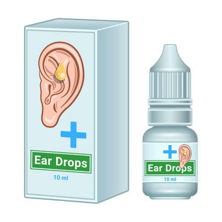 Ear Drops product package bottle realistic isolatedのイラスト素材