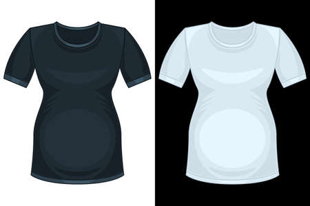 White and Black Shirts mockup for pregnant realistic cartoon isolatedのイラスト素材