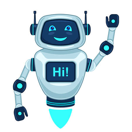 robot assistant realistic cartoon isolated white backgroundのイラスト素材