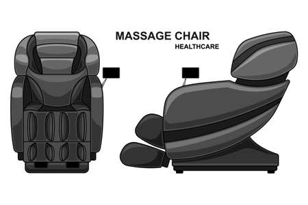 black massage chair realistic cartoon isolated white backgroundのイラスト素材