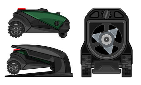 robotic lawn mower realistic cartoon style isolatedのイラスト素材