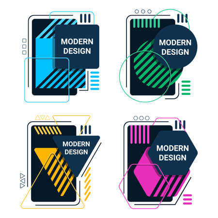 set signs border frame geometric abstract designのイラスト素材