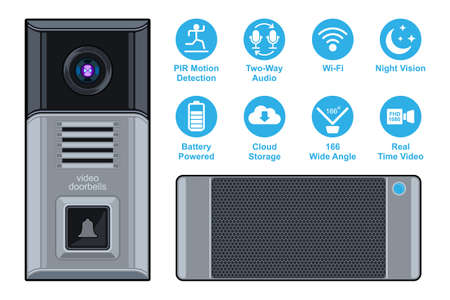 video doorbells realistic cartoon isolated white backgroundのイラスト素材