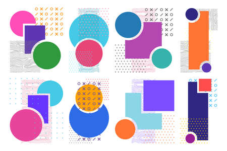 minimal abstract geometric graphic elements flat style isolated white backgroundのイラスト素材