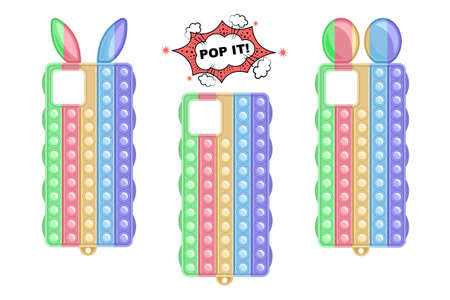 set popit phone cases realistic isolated white backgroundのイラスト素材
