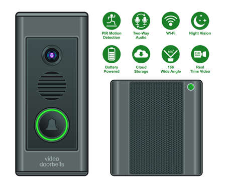 video doorbells realistic cartoon style isolated white backgroundのイラスト素材