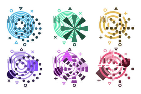 Set abstract circles signs geometry creative design isolated white backgroundのイラスト素材