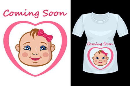 Announcement pregnancy Baby in heart frame print shirtのイラスト素材