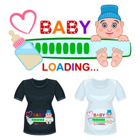 Pregnancy announcement Baby print shirt isolated white backgroundのイラスト素材