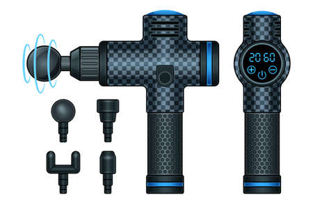 Massage gun realistic isolated white background vectorのイラスト素材