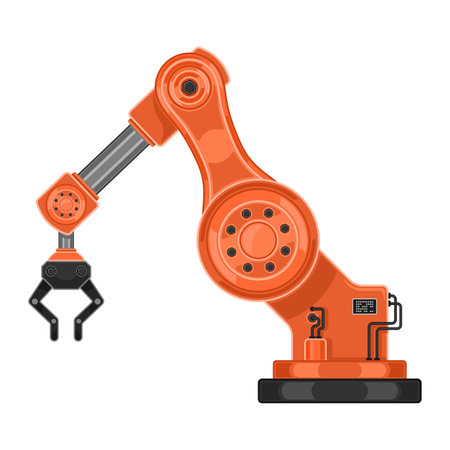industrial robot manipulator realistic cartoon style vectorのイラスト素材