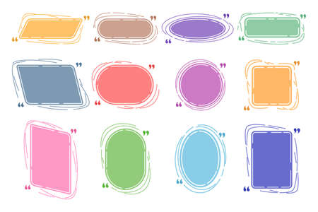 set quote stroke marker frames border flat isolatedのイラスト素材