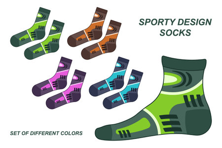 Set colors socks sporty design isolated vectorのイラスト素材