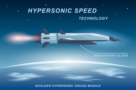 rocket hypersonic speed flight glider realistic cartoon backgroundのイラスト素材