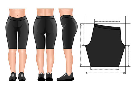 Short leggings pants mockup pattern realistic isolated white backgroundのイラスト素材
