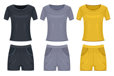 Set shirt and shorts template mockup isolated white backgroundのイラスト素材