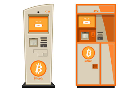 set virtual currency atm realistic isolated white backgroundのイラスト素材