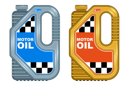 Plastic canister for motor oil mockup realistic isolated white backgroundのイラスト素材