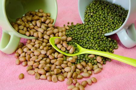bean on the spoon and cupの写真素材