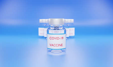 3d render of covid-19 vaccine vials.Illustration of a digital image for medicine.の写真素材