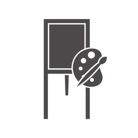 Easel with palette and brush for painting icon in flat style.Vector illustration.のイラスト素材