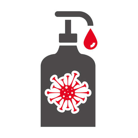 Hand sanitizer dispenser icon in flat style.Vector illustration.のイラスト素材