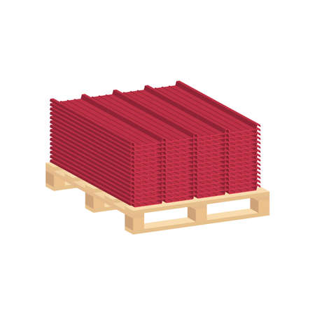 Roofing Sheet Iron on a pallet.Vector isometric and 3D view.のイラスト素材