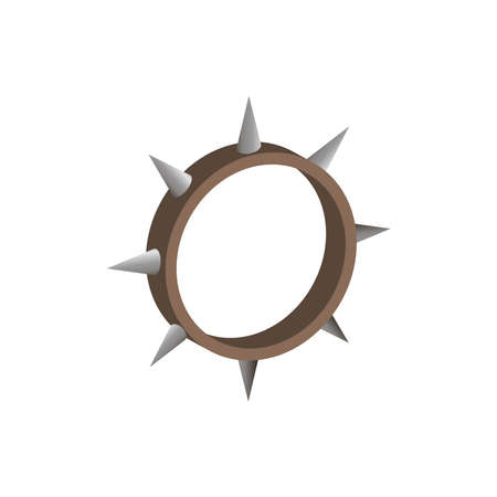 Collar with spikes for pets.Vector isometric and 3D view.のイラスト素材