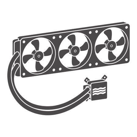Liquid cooling system for PC icon in flat style.Vector illustration.のイラスト素材
