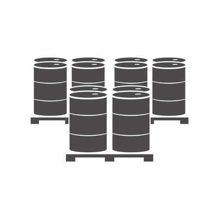 Metal barrels on a pallet icon in flat style.Vector illustration.のイラスト素材