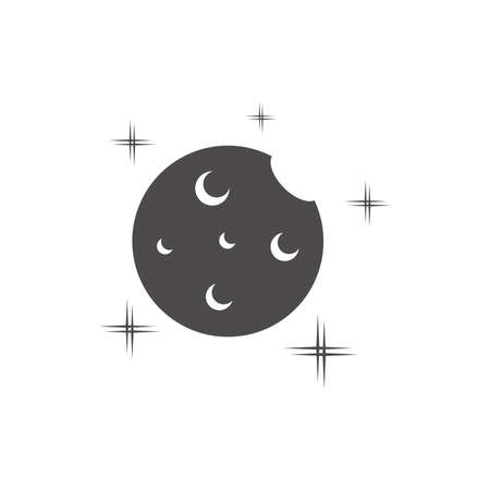 Moon and stars icon in flat style.Vector illustration.のイラスト素材