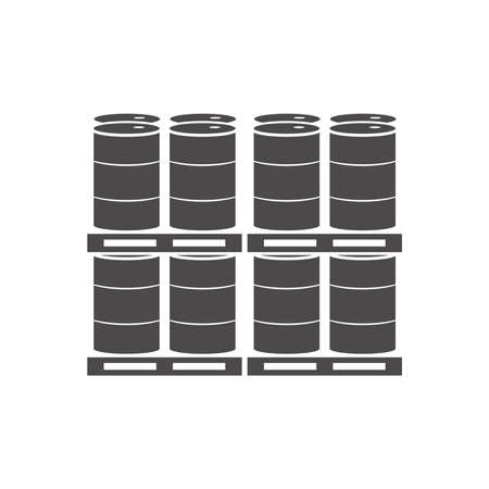 Metal barrels on a pallet icon in flat style.Vector illustration.のイラスト素材